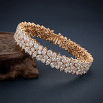 13.5 Ct Multi-Shape Moissanite Floral Cluster Tennis Bracelet for Women Rose Gold