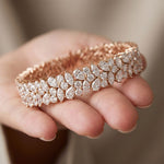 13.5 Ct Multi-Shape Moissanite Floral Cluster Tennis Bracelet for Women Rose Gold