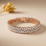 13.5 Ct Multi-Shape Moissanite Floral Cluster Tennis Bracelet for Women Rose Gold