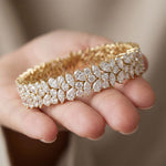13.5 Ct Multi-Shape Moissanite Floral Cluster Tennis Bracelet for Women Gold