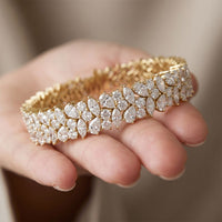 13.5 Ct Multi-Shape Moissanite Floral Cluster Tennis Bracelet for Women Gold