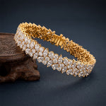 13.5 Ct Multi-Shape Moissanite Floral Cluster Tennis Bracelet for Women Gold