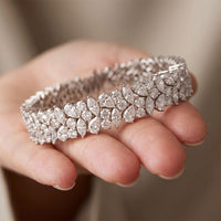 13.5 Ct Multi-Shape Moissanite Floral Cluster Tennis Bracelet for Women White