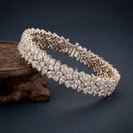 13.5 Ct Multi-Shape Moissanite Floral Cluster Tennis Bracelet for Women White