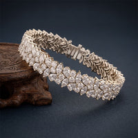 13.5 Ct Multi-Shape Moissanite Floral Cluster Tennis Bracelet for Women White