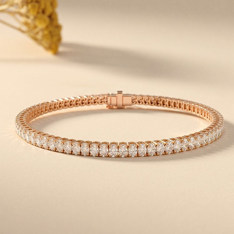11.85 Ct Oval Cut Moissanite Oval Brilliance Tennis Bracelet for Women Rose Gold