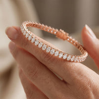 11.85 Ct Oval Cut Moissanite Oval Brilliance Tennis Bracelet for Women Rose Gold