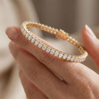 11.85 Ct Oval Cut Moissanite Oval Brilliance Tennis Bracelet for Women Gold