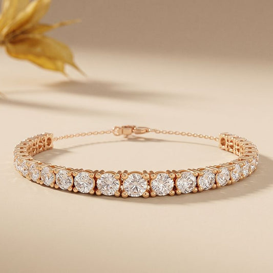 8.05 Ct Round Cut Moissanite Graduated Tennis Bracelet for Women Rose Gold