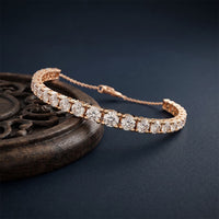 8.05 Ct Round Cut Moissanite Graduated Tennis Bracelet for Women Rose Gold