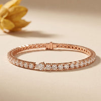 5.75 Ct Round Cut Moissanite Pear Center Tennis Bracelet for Women Rose Gold