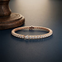 5.75 Ct Round Cut Moissanite Pear Center Tennis Bracelet for Women Rose Gold
