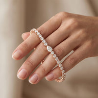 5.75 Ct Round Cut Moissanite Pear Center Tennis Bracelet for Women Rose Gold