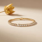 5.75 Ct Round Cut Moissanite Pear Center Tennis Bracelet for Women Gold