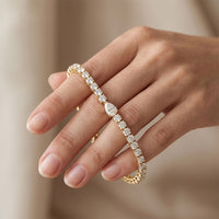 5.75 Ct Round Cut Moissanite Pear Center Tennis Bracelet for Women Gold