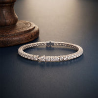 5.75 Ct Round Cut Moissanite Pear Center Tennis Bracelet for Women White