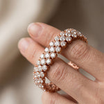 17.40 Ct Round Moissanite Double-Row Tennis Statement Bracelet Rose Gold