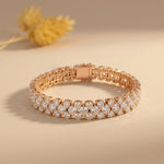 17.40 Ct Round Moissanite Double-Row Tennis Statement Bracelet Rose Gold