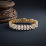 17.40 Ct Round Moissanite Double-Row Tennis Statement Bracelet Gold