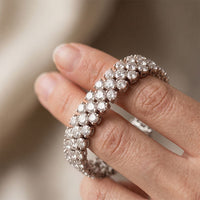 17.40 Ct Round Moissanite Double-Row Tennis Statement Bracelet White