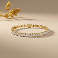 8.50 Ct Marquise Cut Moissanite Leaf Link Tennis Bracelet Gold
