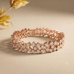 14.45 Ct Round Cut Moissanite Double Row Cluster Tennis Bracelet Rose Gold