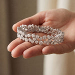 14.45 Ct Round Cut Moissanite Double Row Cluster Tennis Bracelet White
