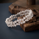 14.45 Ct Round Cut Moissanite Double Row Cluster Tennis Bracelet White