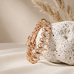 11.00 Ct Round Cut Moissanite Sculpted Wave Tennis Bracelet for Women Gold Vermeil (2.5 Micron) Rose Gold