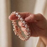 11.00 Ct Round Cut Moissanite Sculpted Wave Tennis Bracelet for Women Gold Vermeil (2.5 Micron) Rose Gold