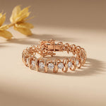 11.00 Ct Round Cut Moissanite Sculpted Wave Tennis Bracelet for Women Gold Vermeil (2.5 Micron) Rose Gold