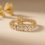 11.00 Ct Round Cut Moissanite Sculpted Wave Tennis Bracelet for Women Gold Vermeil (2.5 Micron) Gold