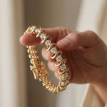 11.00 Ct Round Cut Moissanite Sculpted Wave Tennis Bracelet for Women Gold Vermeil (2.5 Micron) Gold