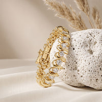 11.00 Ct Round Cut Moissanite Sculpted Wave Tennis Bracelet for Women Gold Vermeil (2.5 Micron) Gold