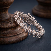 11.00 Ct Round Cut Moissanite Sculpted Wave Tennis Bracelet for Women Gold Vermeil (2.5 Micron) White