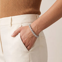 11.00 Ct Round Cut Moissanite Sculpted Wave Tennis Bracelet for Women Gold Vermeil (2.5 Micron) White