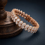 17.60 Ct Pear Cut Moissanite Luxe Leaf Link Tennis Bracelet Rose Gold