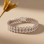 17.60 Ct Pear Cut Moissanite Luxe Leaf Link Tennis Bracelet White