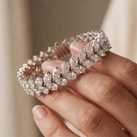 17.60 Ct Pear Cut Moissanite Luxe Leaf Link Tennis Bracelet White