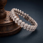 17.60 Ct Pear Cut Moissanite Luxe Leaf Link Tennis Bracelet White