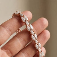 9 Ct Marquise and Pear Cut Petal Harmony Moissanite Bracelet for Women Rose Gold