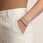 9 Ct Marquise and Pear Cut Petal Harmony Moissanite Bracelet for Women Gold