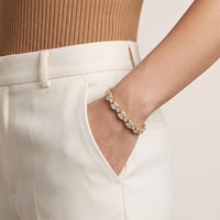 9 Ct Marquise and Pear Cut Petal Harmony Moissanite Bracelet for Women Gold