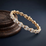 9 Ct Marquise and Pear Cut Petal Harmony Moissanite Bracelet for Women Gold