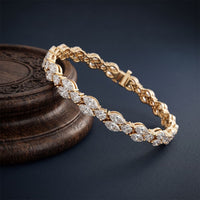 9 Ct Marquise and Pear Cut Petal Harmony Moissanite Bracelet for Women Gold