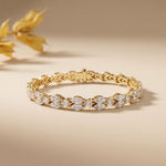 9 Ct Marquise and Pear Cut Petal Harmony Moissanite Bracelet for Women Gold