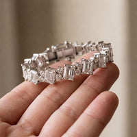27.45 Ct Emerald and Round Cut Moissanite Art Deco Line Bracelet for Women White