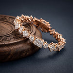 20.05 Ct Multi-Shape Moissanite Sculptural Harmony Tennis Bracelet for Women Gold Vermeil (2.5 Micron) Rose Gold