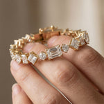 20.05 Ct Multi-Shape Moissanite Sculptural Harmony Tennis Bracelet for Women Gold Vermeil (2.5 Micron) Gold