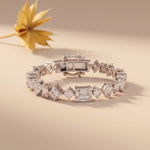 20.05 Ct Multi-Shape Moissanite Sculptural Harmony Tennis Bracelet for Women Gold Vermeil (2.5 Micron) White